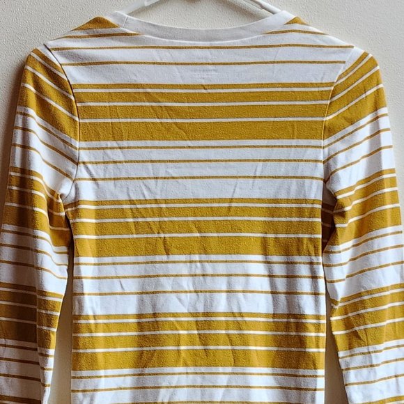 J.Crew Gold/Cream Striped Perfect Fit Long Sleeve Jersey Size Medium - Picture 12 of 14